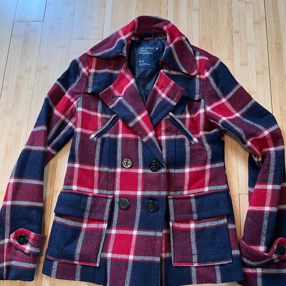 American Eagle Plaid Peacoat